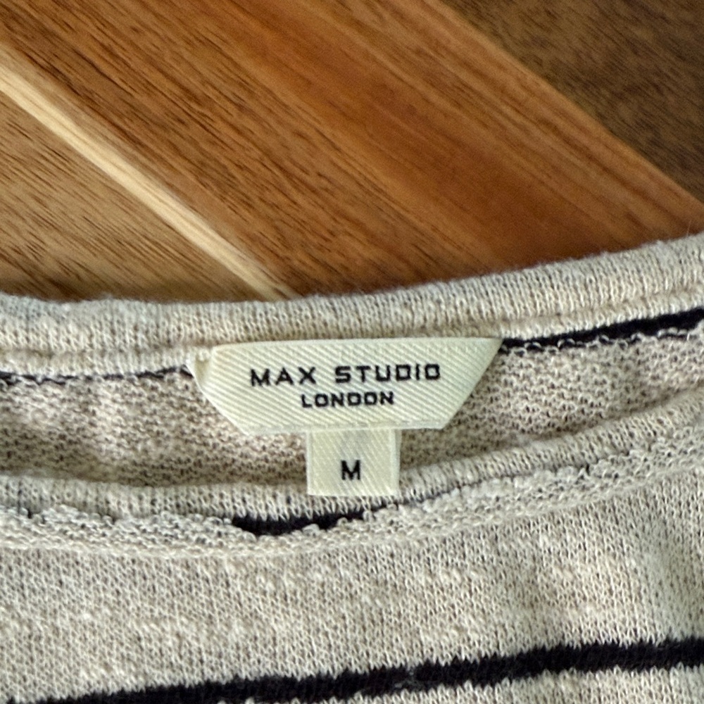 Max Studio Cream and Black Striped Top - M - Picture 2 of 10